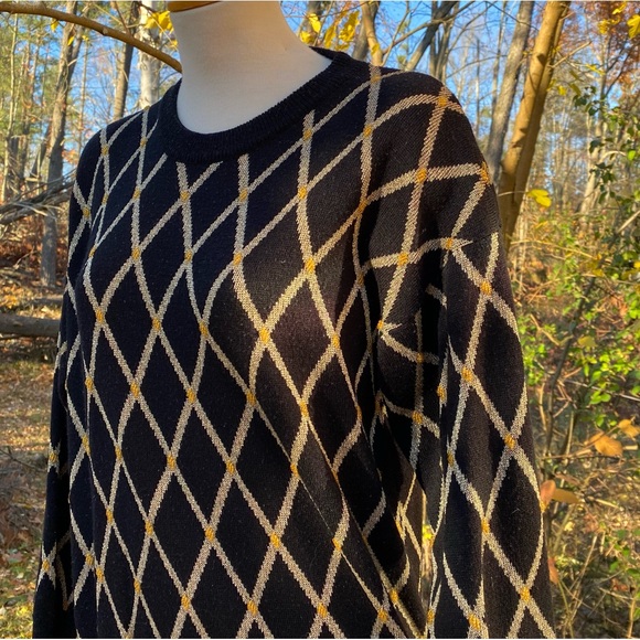 🎩Amazing Franco Valeri wool blend black and gold sweater from the 80s! - Picture 3 of 7